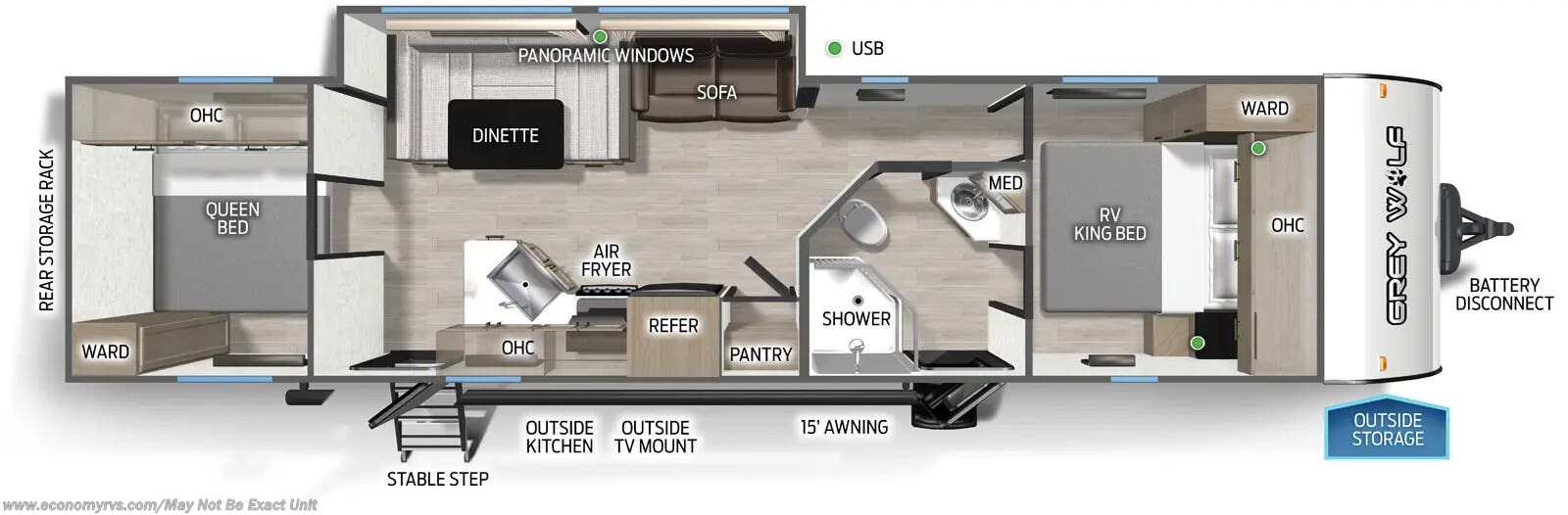 Floorplan of 2026 Forest River Cherokee Grey Wolf 29QB
