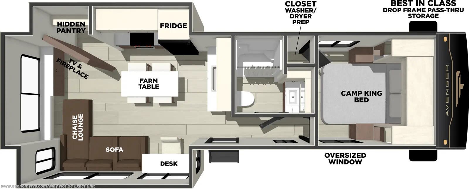 Floorplan of 2026 Prime Time Avenger 27REI