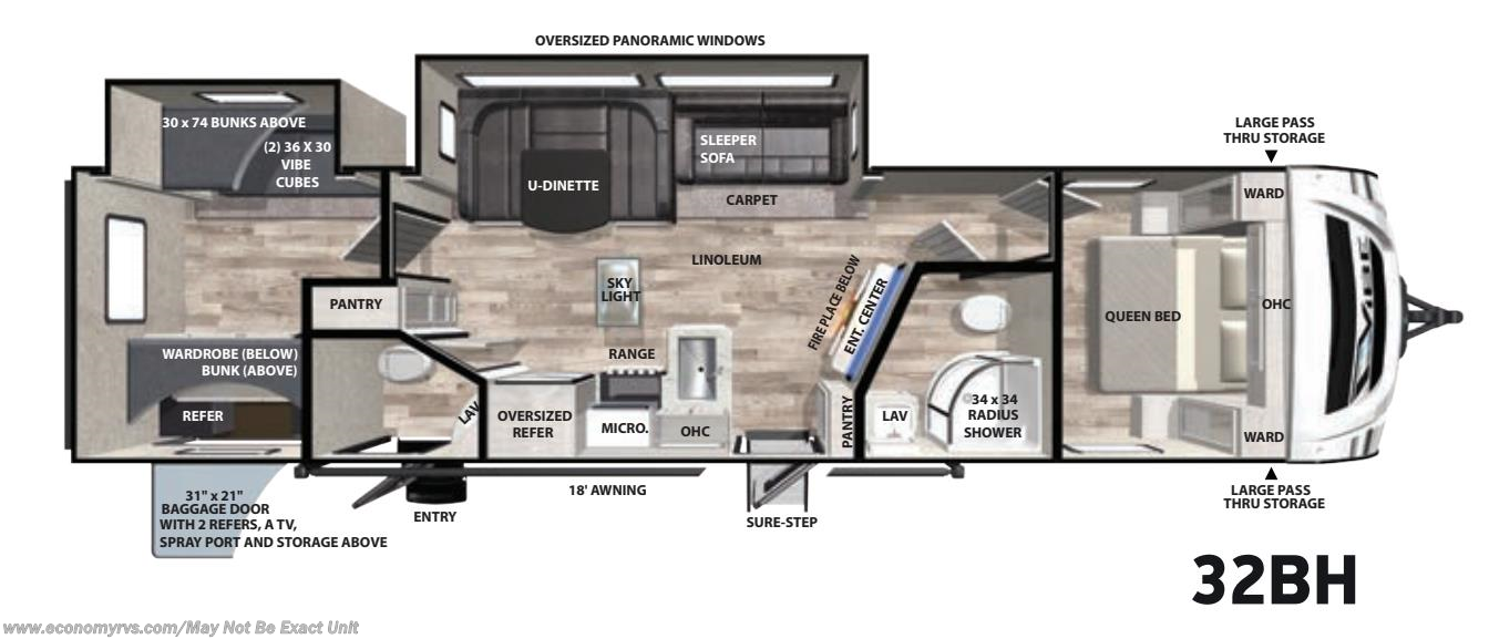 Floorplan of 2021 Forest River Vibe 32BH