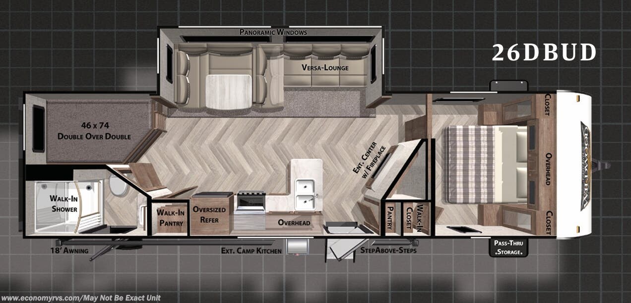 Floorplan of 2021 Forest River Wildwood 26DBUD