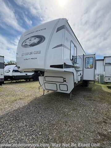 2026 Forest River Cherokee Wolf Pack 350PACK15 - New Fifth Wheel For Sale by Economy RVS, LLC in Mechanicsville, Maryland features Refrigerator, Ramp, Fireplace, Screen Door, Theater Seating