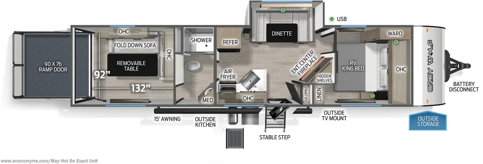 Floorplan of 2026 Forest River Cherokee Grey Wolf 28RRT