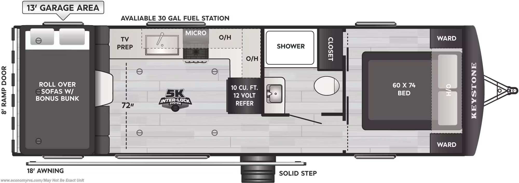 Floorplan of 2026 Keystone Raptor Carbon 29WFO
