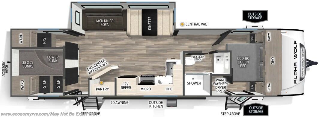 Floorplan of 2026 Forest River Cherokee Alpha Wolf 29DCB