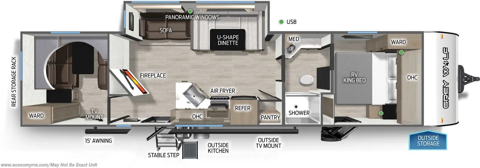 Floorplan of 2026 Forest River Cherokee Grey Wolf 29NM