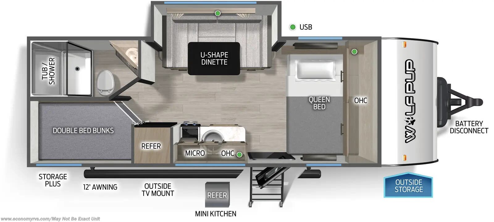Floorplan of 2026 Forest River Cherokee Wolf Pup 17JW