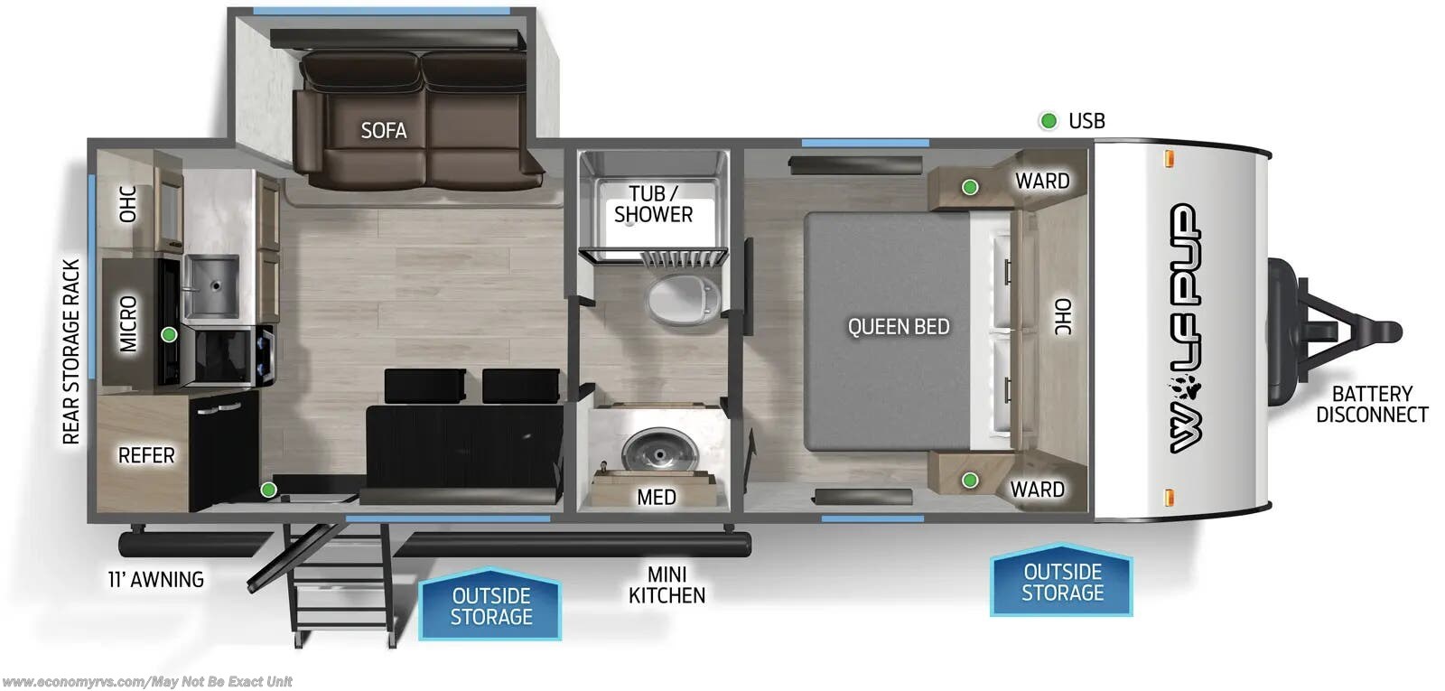 Floorplan of 2026 Forest River Cherokee Wolf Pup 17SC