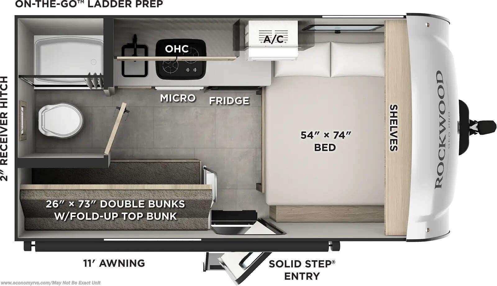 Floorplan of 2026 Forest River Rockwood Geo Pro G13LE