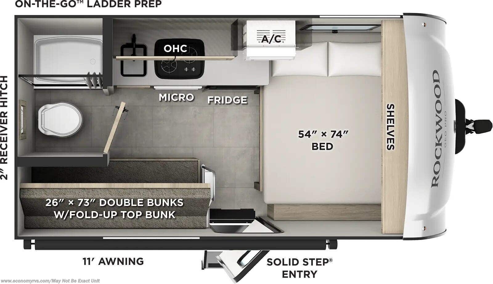 Floorplan of 2026 Forest River Rockwood Geo Pro G13LE