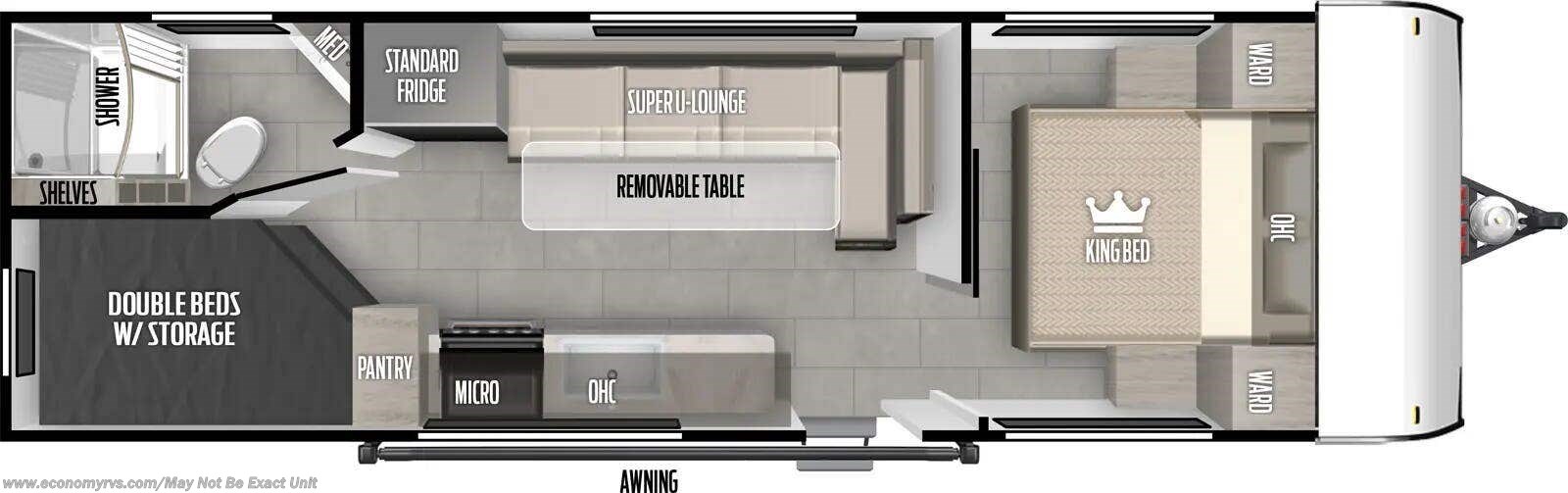 Floorplan of 2026 Forest River Salem FSX 266BHLE
