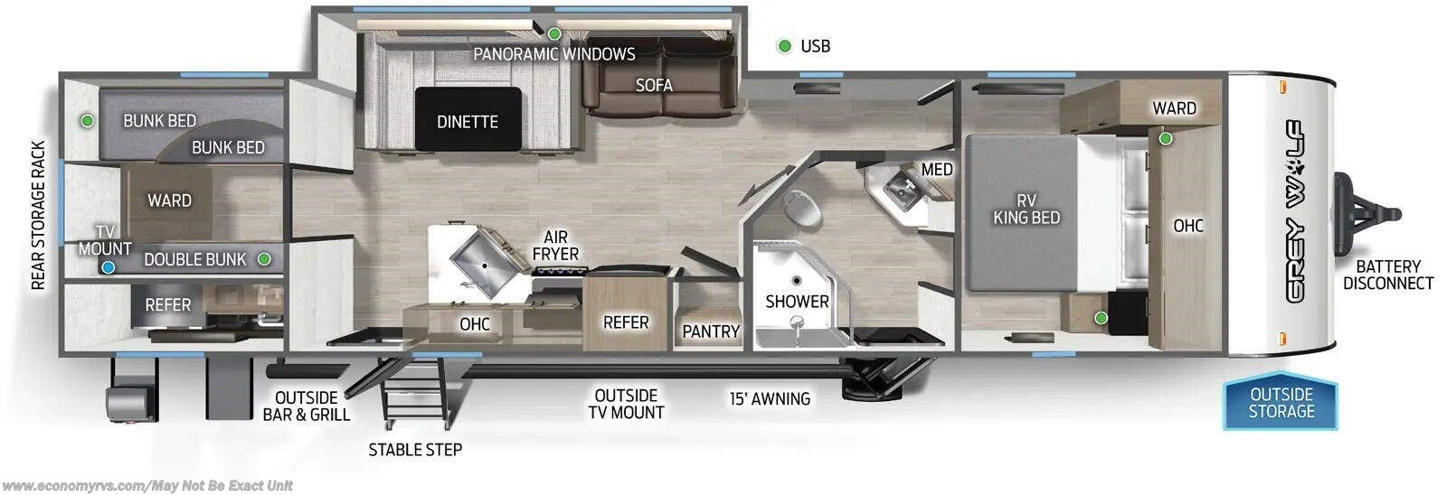 Floorplan of 2027 Forest River Cherokee Grey Wolf 29TE