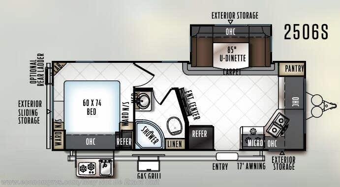 Floorplan of 2018 Forest River Rockwood Mini Lite 2506S