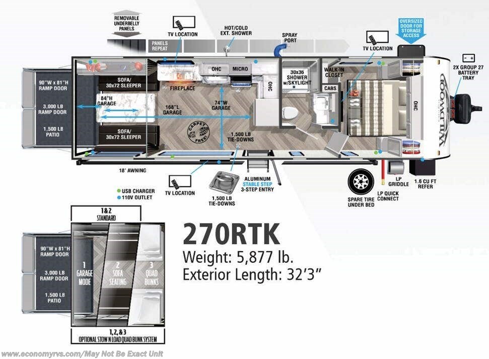 Floorplan of 2022 Forest River Wildwood FSX 270RTK