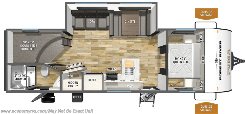 Floorplan of 2027 Forest River Puma Camping Edition 275BHCE