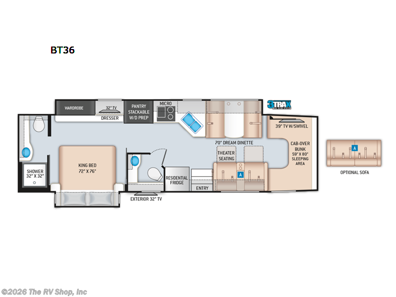 2022 Thor Motor Coach Omni BT36 - Used Super C For Sale by The RV Shop, Inc in Baton Rouge, Louisiana features Slideout
