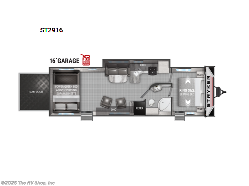 2022 Cruiser RV Stryker ST2916 - Used Toy Hauler For Sale by The RV Shop, Inc in Baton Rouge, Louisiana features Slideout