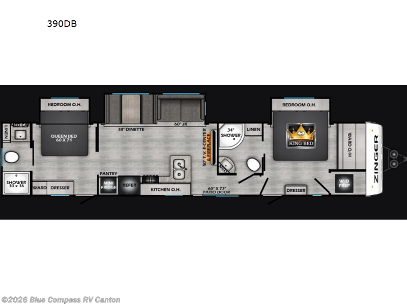 2026 CrossRoads Zinger 390DB - New Travel Trailer For Sale by Blue Compass RV Canton in Wills Point, Texas features Slideout