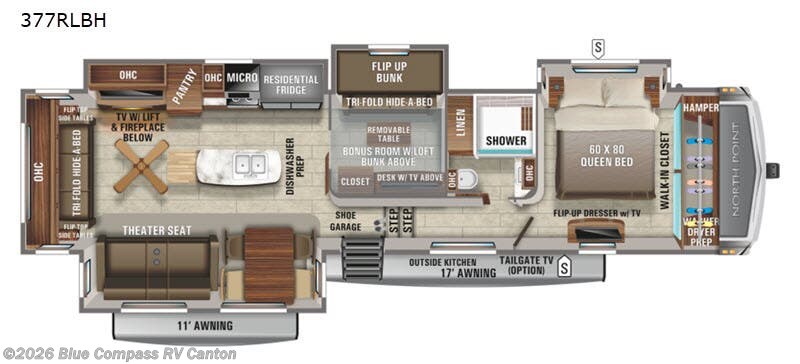 2021 Jayco North Point 377RLBH - Used Fifth Wheel For Sale by Blue Compass RV Canton in Wills Point, Texas features Slideout
