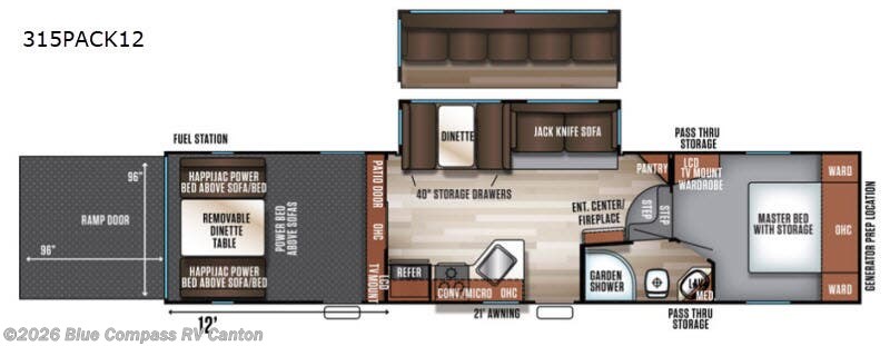 2019 Forest River Cherokee Wolf Pack 315PACK12 - Used Toy Hauler For Sale by Blue Compass RV Canton in Wills Point, Texas features Slideout