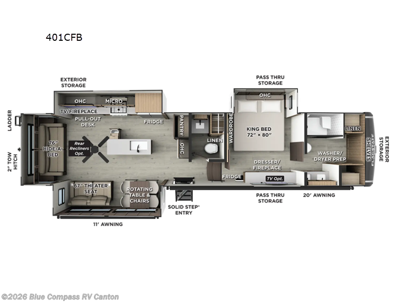 2026 Forest River Flagstaff Classic 401CFB - New Fifth Wheel For Sale by Blue Compass RV Canton in Wills Point, Texas features Slideout
