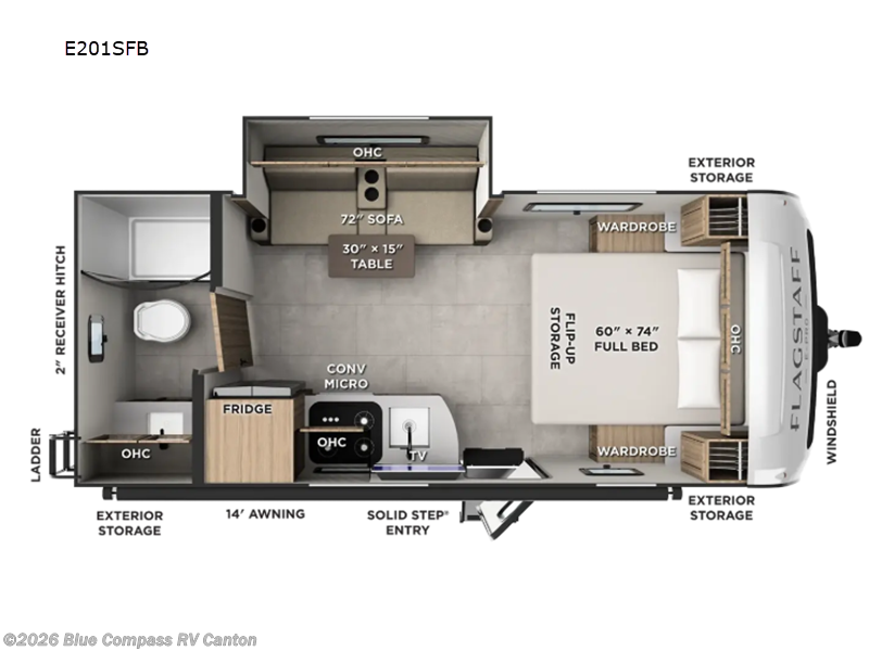2027 Forest River Flagstaff E-Pro E201SFB - New Travel Trailer For Sale by Blue Compass RV Canton in Wills Point, Texas features Slideout