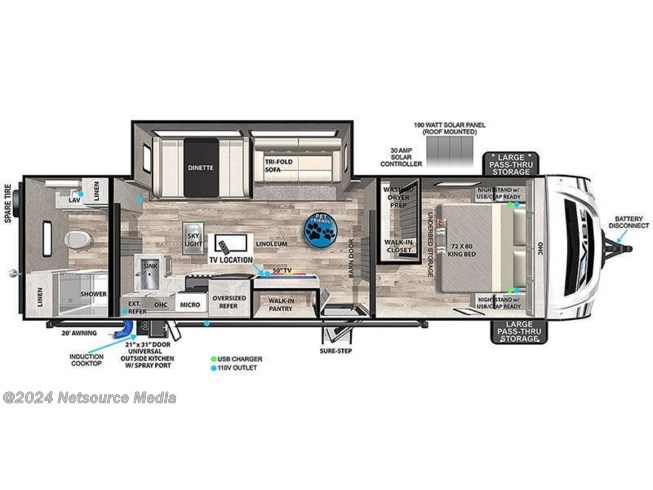 Floorplan of 2022 Forest River Vibe 28RB
