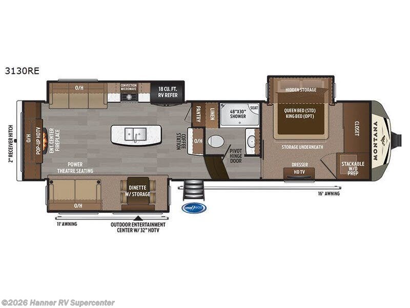 2018 Keystone Montana 3130RE - Used Fifth Wheel For Sale by Hanner RV Supercenter in Baird, Texas features Slideout