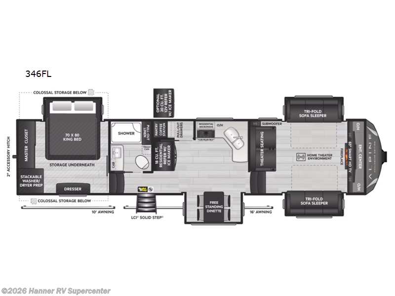 2025 Keystone Alpine Avalanche Edition 346FL - Used Fifth Wheel For Sale by Hanner RV Supercenter in Baird, Texas features Slideout