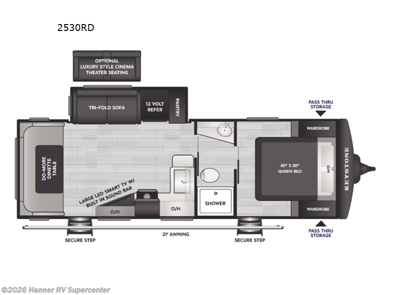 2026 Keystone Bullet Crossfire 2530RD - New Travel Trailer For Sale by Hanner RV Supercenter in Baird, Texas features Slideout