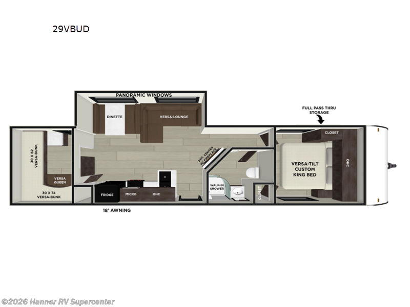 2026 Forest River Wildwood 29VBUD - New Travel Trailer For Sale by Hanner RV Supercenter in Baird, Texas features Slideout