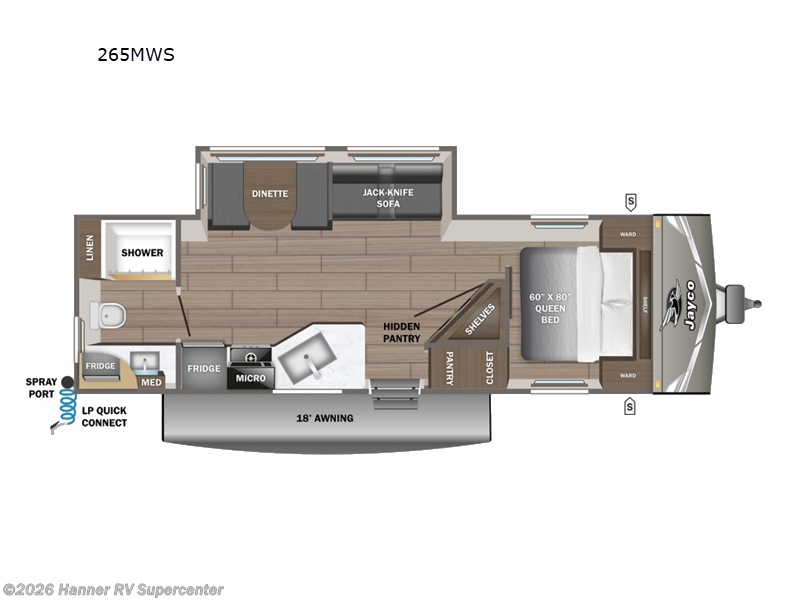 2027 Jayco Jay Flight 265MWS - New Travel Trailer For Sale by Hanner RV Supercenter in Baird, Texas features Slideout