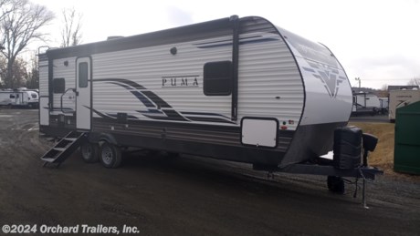 &lt;p&gt;New 2022 Forest River Palomino Puma 25RKQB travel trailer. Unique rear kitchen floor plan. Single slide out. Free-standing table and chairs. Pull-out couch. MorRyde steps. Outside refrigerator and cast iron griddle! Electric fireplace. Residential queen bed. Glass shower surround. Call today for more info!&lt;/p&gt;