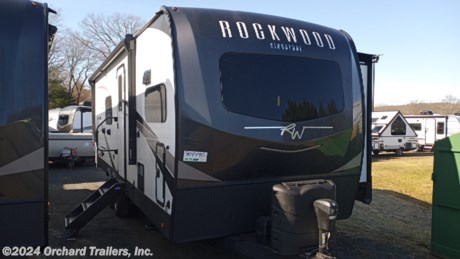 &lt;p&gt;2023 Rockwood Signature 8263MBR travel trailer. Rockwood&#39;s shortest Signature trailer! High-end features such as a king bed, dual extra tall slide outs with slide toppers, solar power, solid surface counter tops, residential style 12v refrigerator, stainless sinks, Goodyear tires, Torsion axles, tire pressure monitoring, dual bathroom sinks, residential shower, porcelain toilet, and more! Automatic leveling system! Call today for more info!&lt;/p&gt;