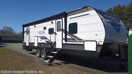 &lt;p&gt;2023 Palomino Puma 28DBFQ travel trailer. Double-wide corner bunk beds! Front private master bedroom with residential queen mattress. Pass-through storage. Large electric awning. Electric fireplace. Outside kitchen. Call today for more info!&lt;/p&gt;