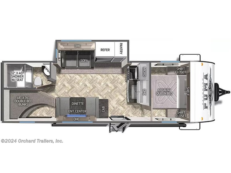 Floorplan of 2025 Palomino Puma 25BHS