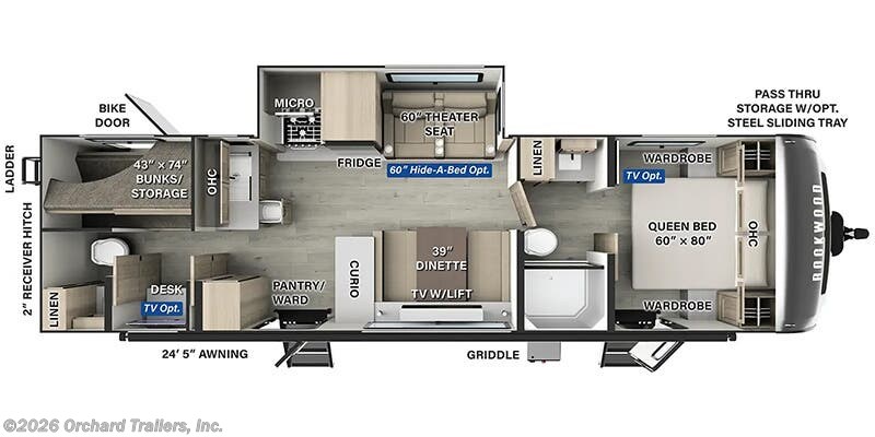 Floorplan of 2025 Forest River Rockwood Ultra Lite 2918BH