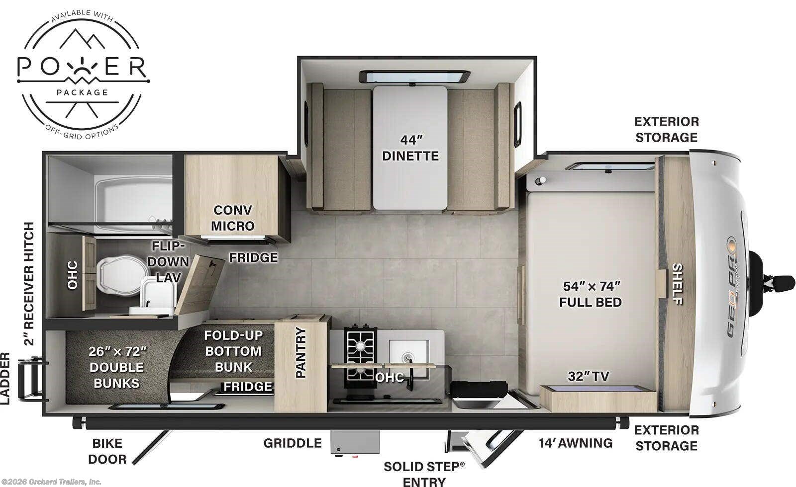 Floorplan of 2025 Forest River Rockwood Geo Pro G20BH