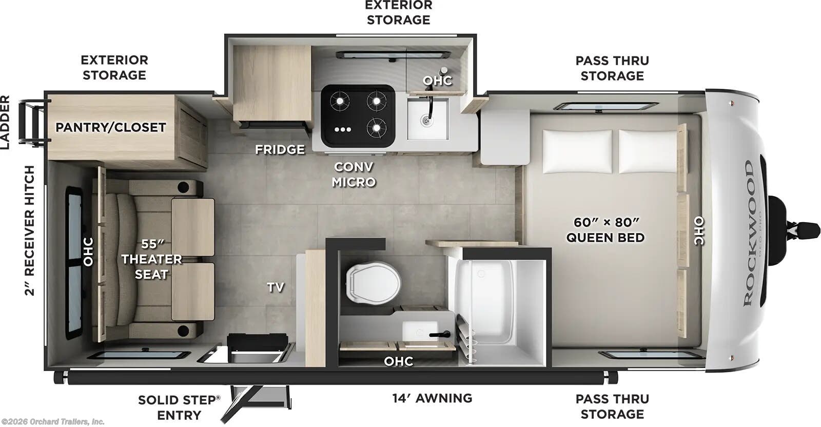 Floorplan of 2026 Forest River Rockwood Geo Pro G19RL