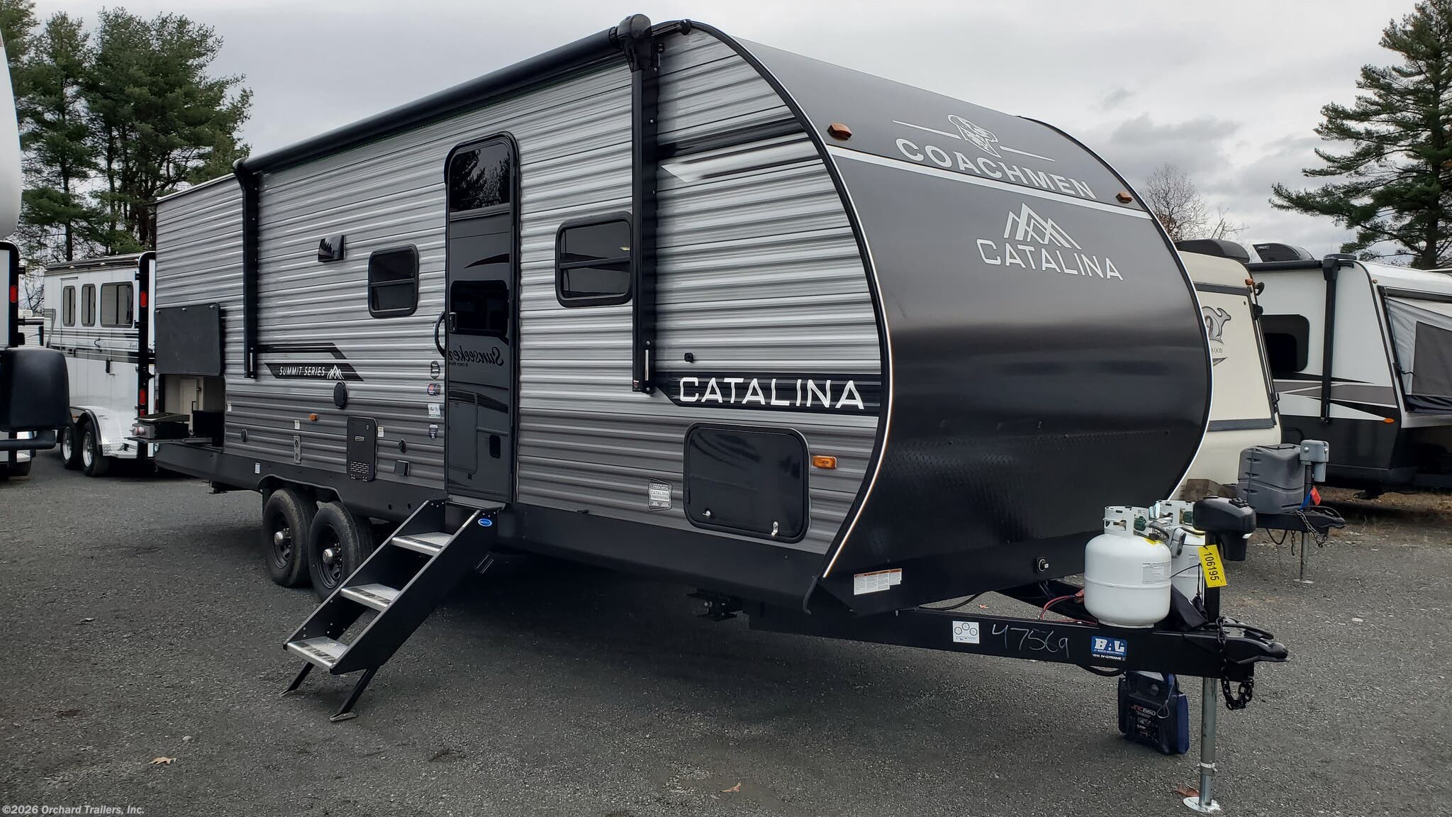 2026 Coachmen Catalina Summit Series 8 261BHS - New Travel Trailer For Sale by Orchard Trailers, Inc. in Whately, Massachusetts features Thermofoil Countertops, Water Heater, Black Tank Flush, Ladder, Heat Pump