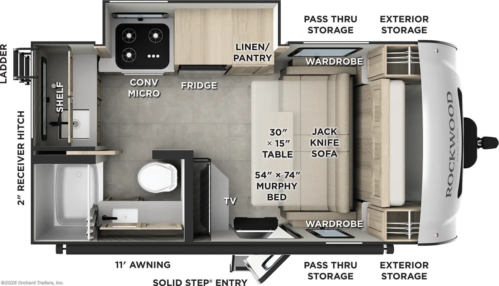 Floorplan of 2026 Forest River Rockwood Geo Pro G15FBS