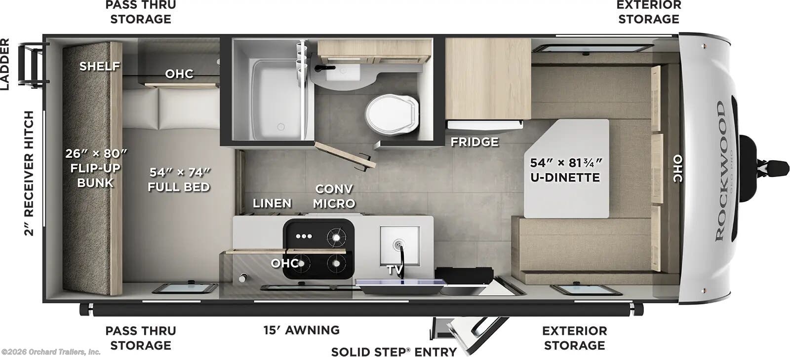 Floorplan of 2026 Forest River Rockwood Geo Pro G19DBH