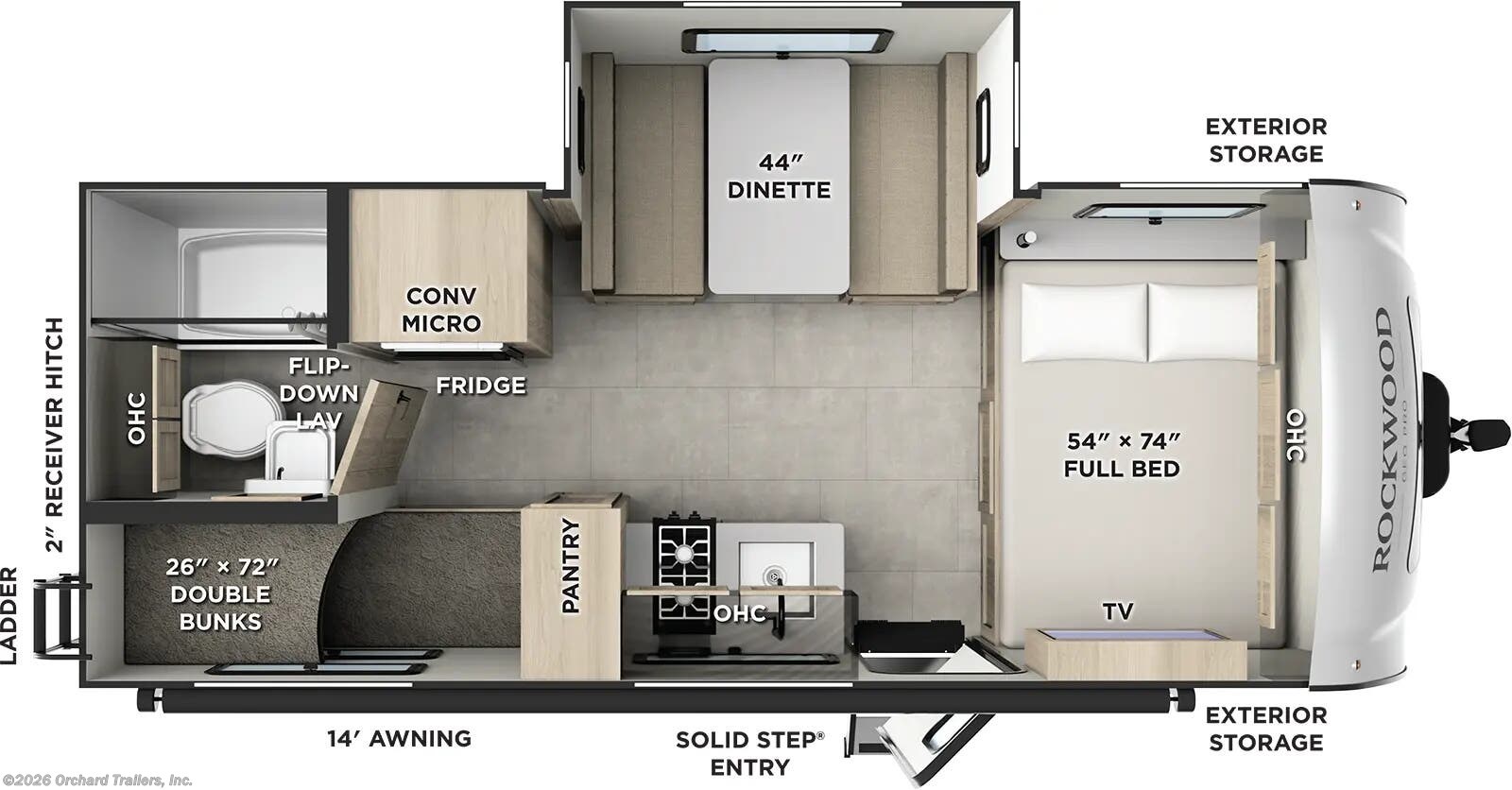 Floorplan of 2026 Forest River Rockwood Geo Pro G20BH