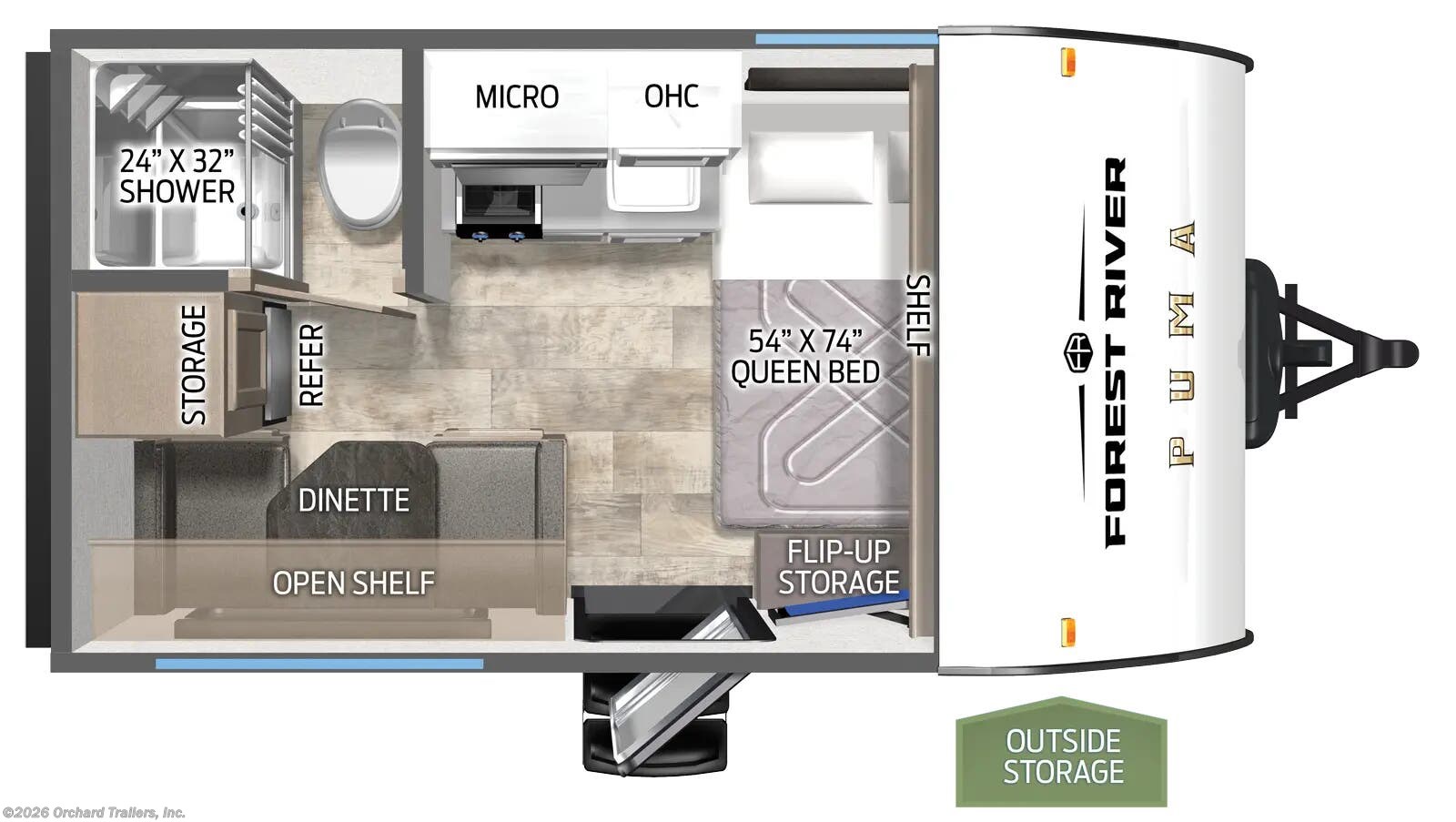 Floorplan of 2026 Palomino Puma Camping Edition 123RDCE