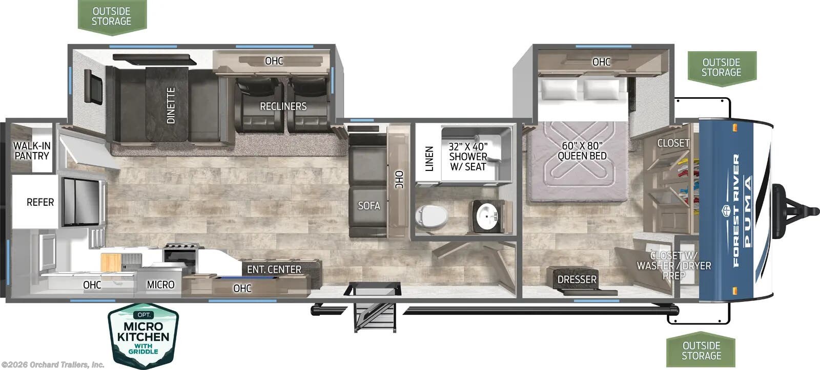 Floorplan of 2026 Palomino Puma 30RKQS