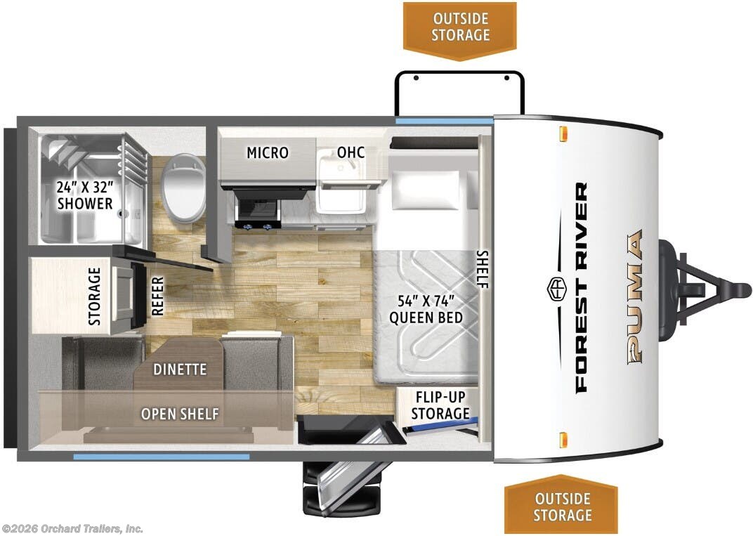 Floorplan of 2026 Forest River Puma Camping Edition 123RDCE