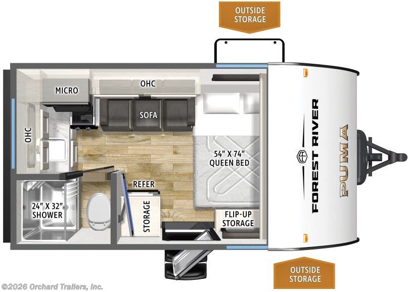 Floorplan of 2026 Forest River Puma Camping Edition 121RKCE