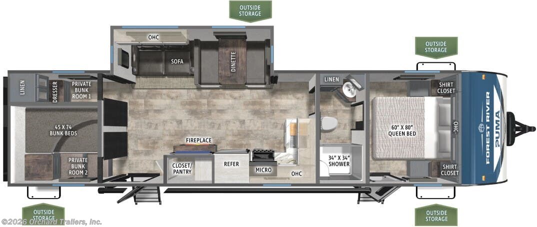Floorplan of 2026 Forest River Puma 337BH