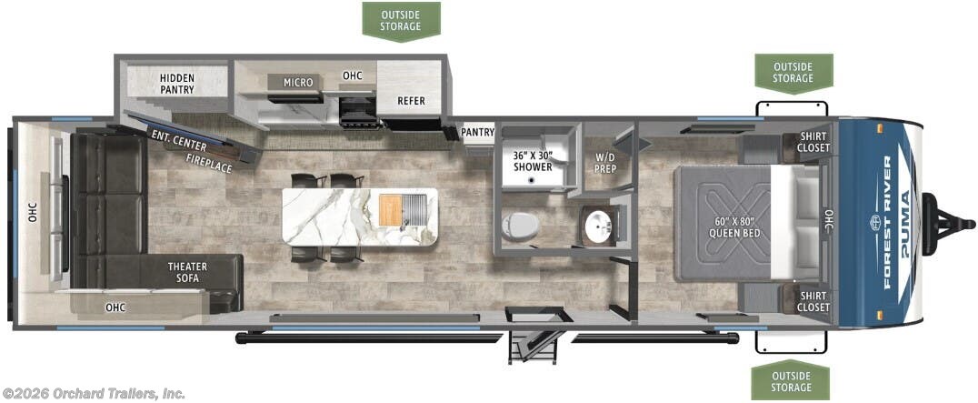 Floorplan of 2026 Forest River Puma 290RL