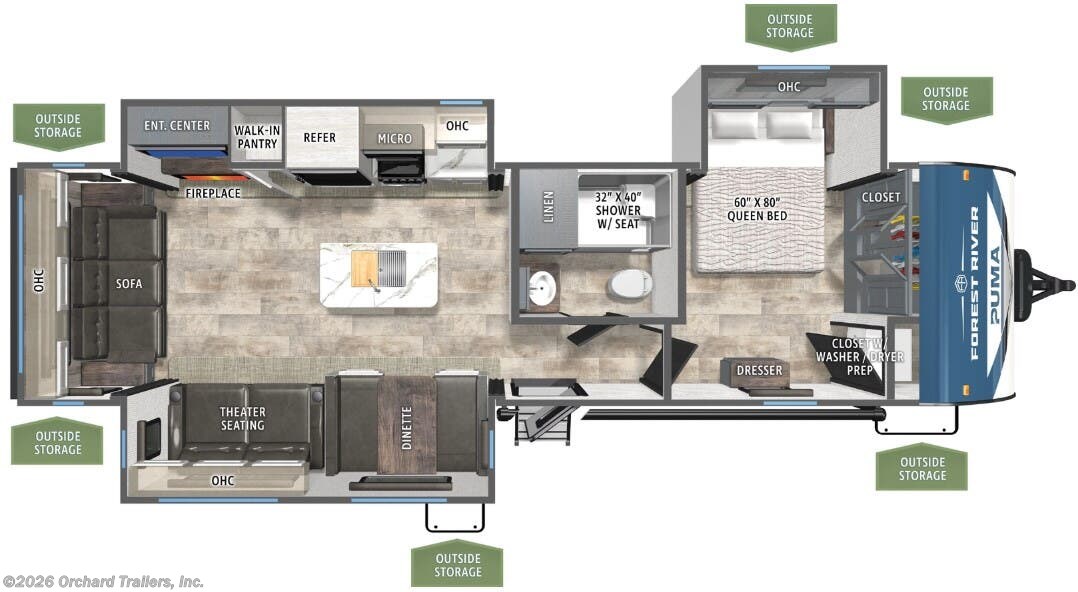 Floorplan of 2026 Forest River Puma 31RLQS