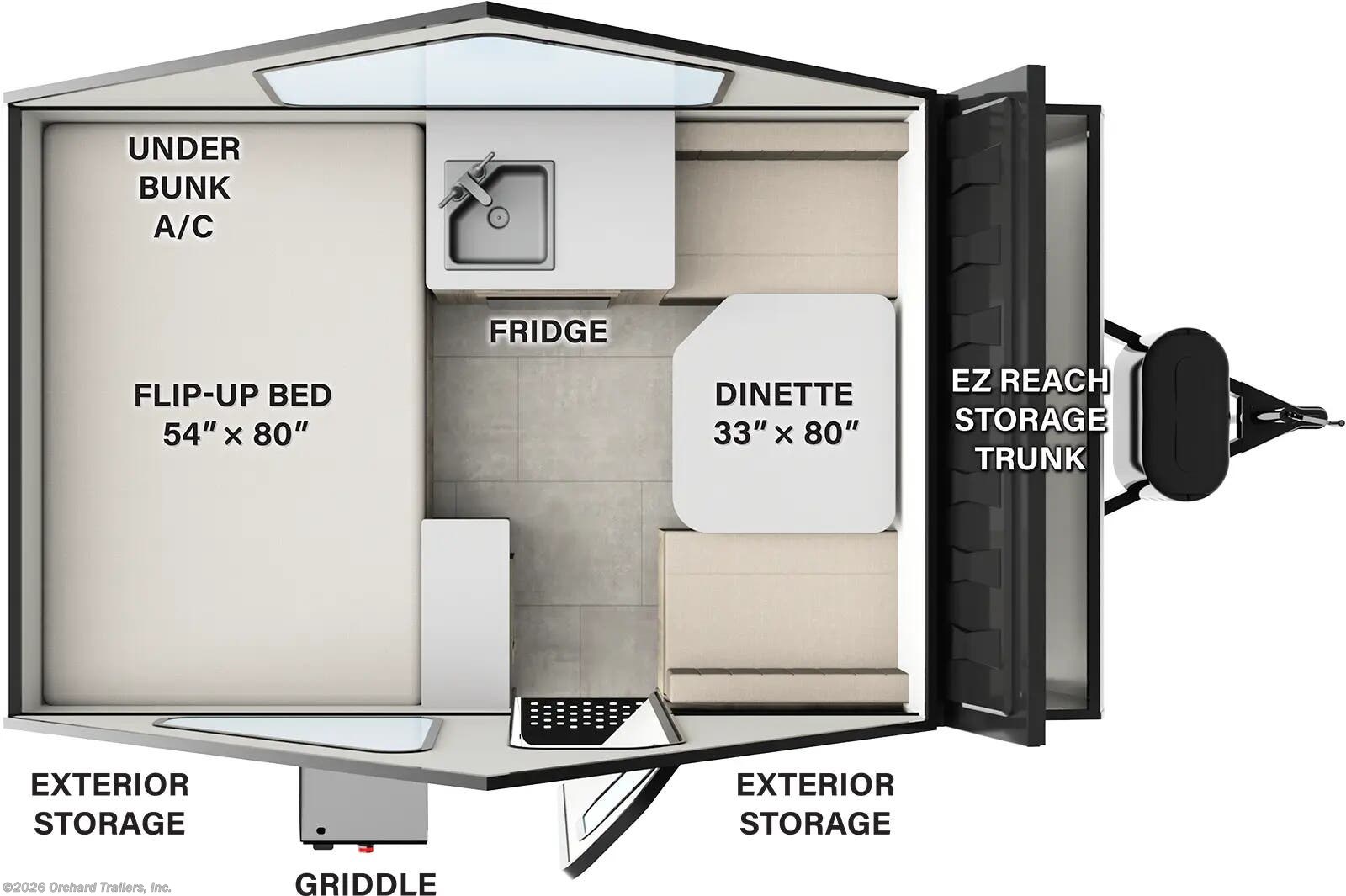 Floorplan of 2026 Forest River Rockwood Hard Side A101RB